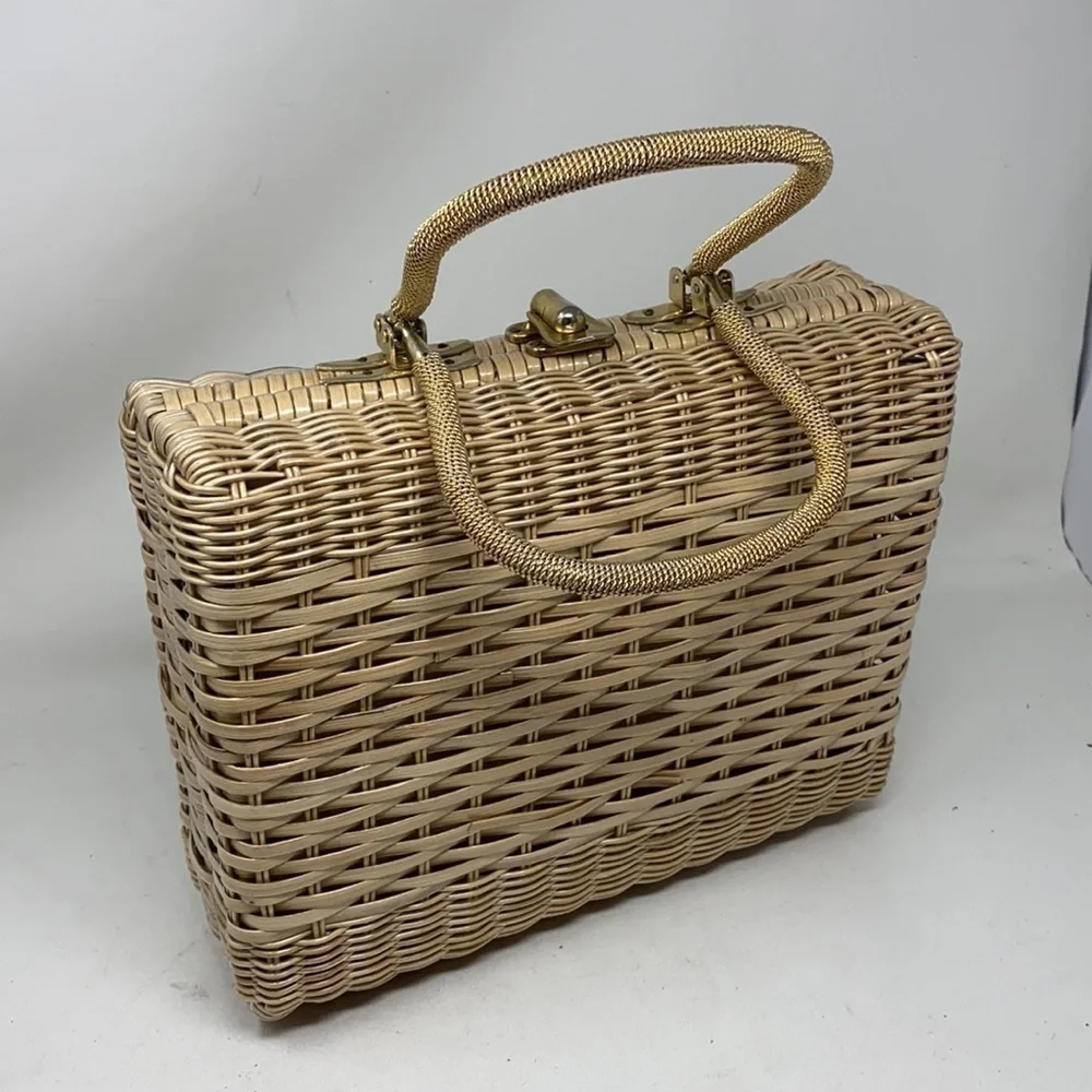 Vintage Structured Large Rectangle Woven Purse